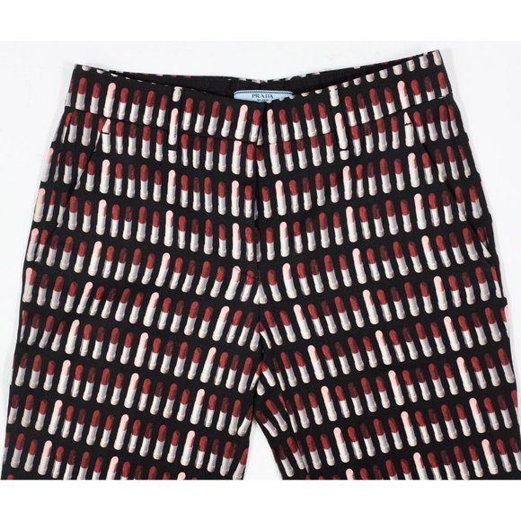 PRADA 38 US 0 pants lipstick print black - Picture 4 of 12